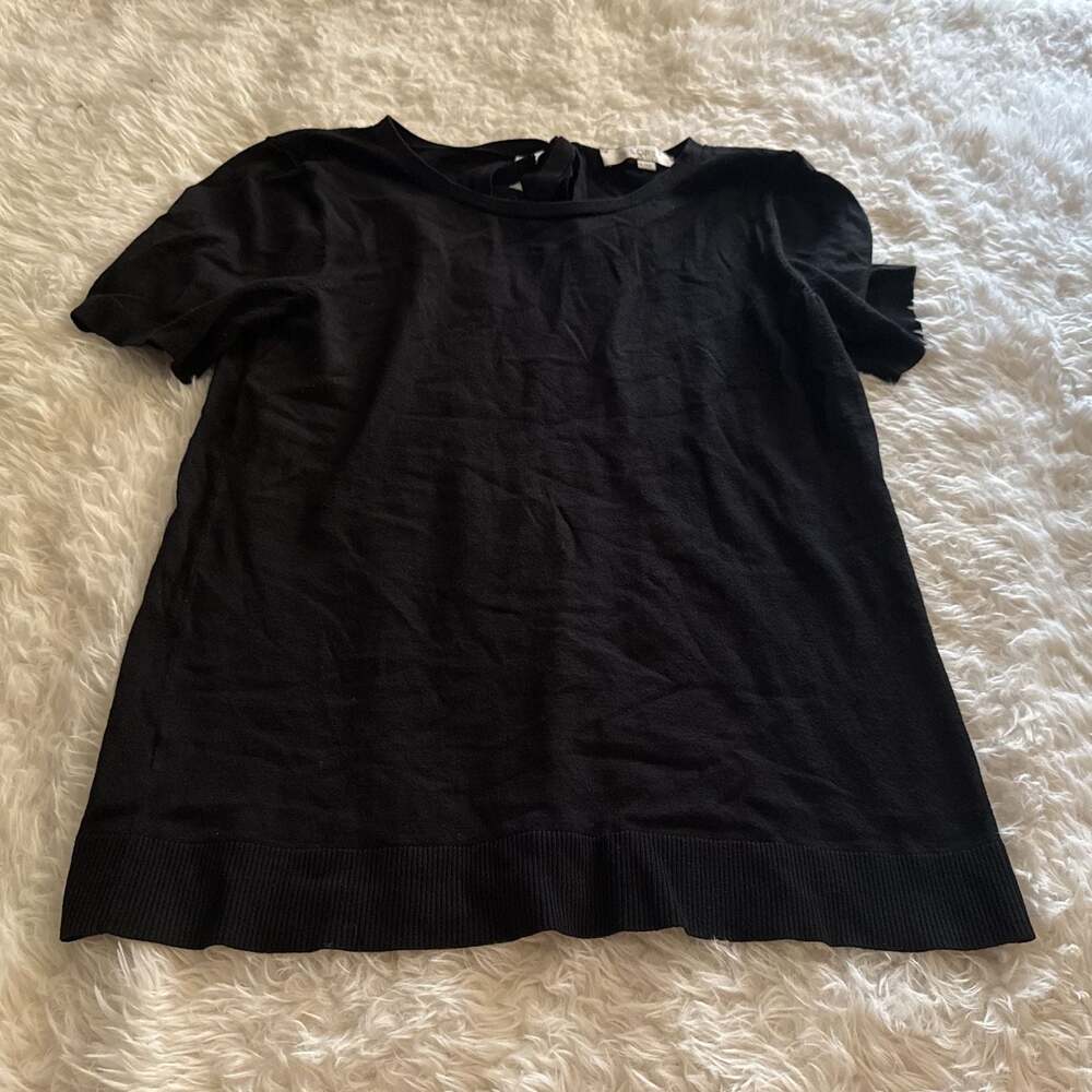 Loft Short Sleeve Black Sweater Small‎